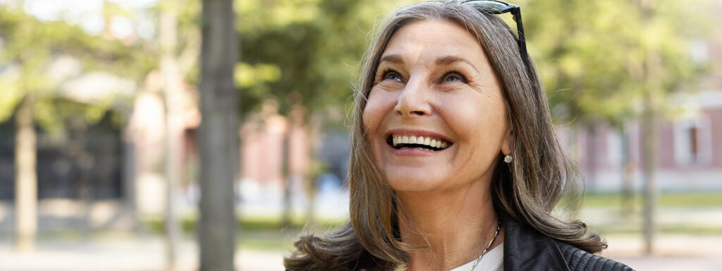 Senior woman with bright, healthy teeth and a confident smile